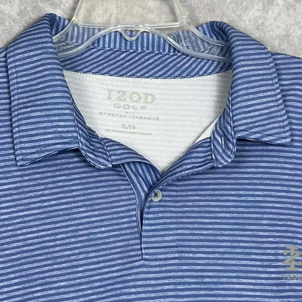 IZOD Golf‎ Men's L Blue Stripe Short Sleeve Polo Shirt Advantage Performance